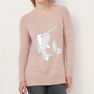 NWT LC Lauren Conrad Narwhal Graphic Tunic Sweater